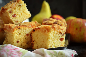 Pieces of cake with crumble