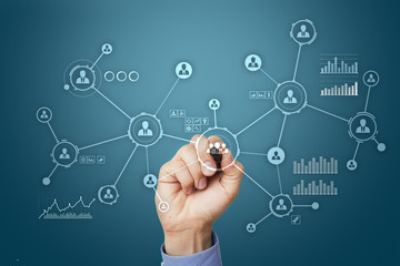 People network. Organizational structure. HR. Social media. Internet and technology concept.