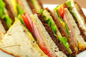 sandwich on a wooden table