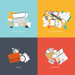 Business and technology icon set. Flat vector illustration