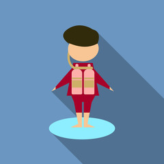 Vector illustration of scuba diver boy