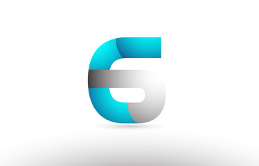 grey blue number 6 logo 3d design