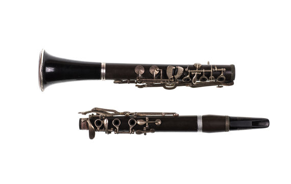 black clarinet on white background