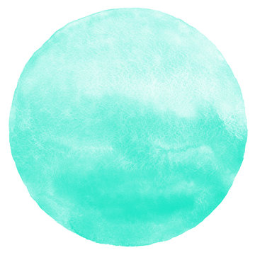 Mint green gradient watercolor circle isolated on white. Abstract round shape background. Watercolour stains aquarelle texture.