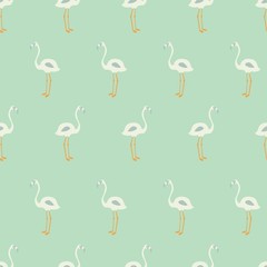 Obraz premium Flamingo seamless pattern on mint background, vector illustration