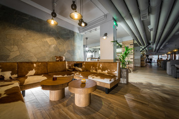Bar restaurant interior in hotel lobby
