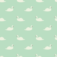 Naklejka premium Swan seamless pattern on mint background, vector illustration
