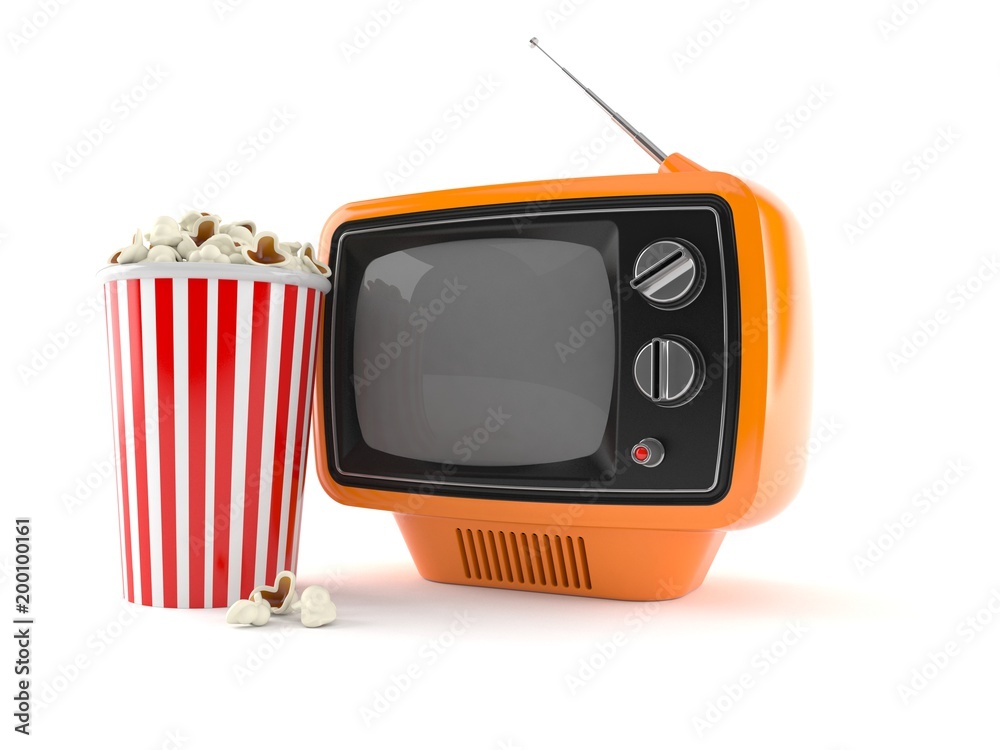 Canvas Prints retro tv with popcorn