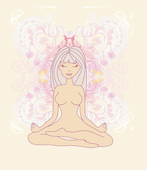 Yoga girl in lotus position