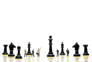 Businessmen playing chess. Business and marketing strategy concept