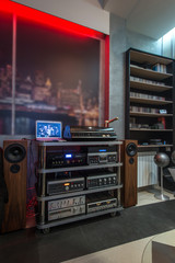 Home sound system,audio equipment in home interior
