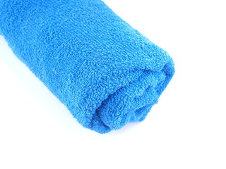 blue towel on a white background