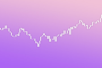Market chart with bars 3D illustration on fluent color background