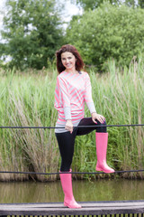 woman wearing rubber boots