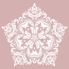 Oriental vector white pattern with arabesques and floral elements. Traditional classic ornament. Vintage pattern with arabesques