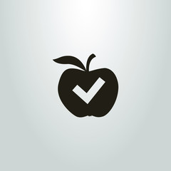 black and white apple shape with a check mark. the abstract icon of the brand.