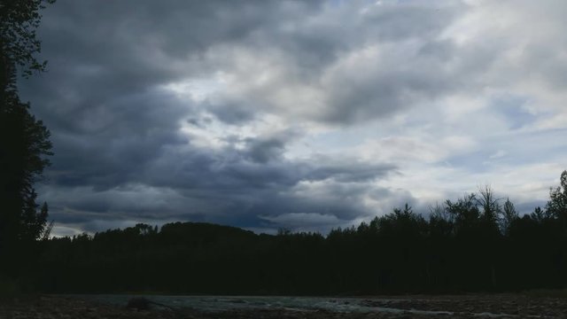 Clouds being pushed by a blustery wind - time lapse.