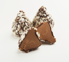 Chocolate candies isolaed on white
