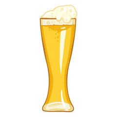 Vector Single Cartoon Glass of Light Beer with Foam