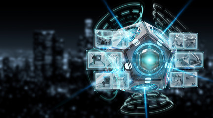 Futuristic drone security camera illustration 3D rendering