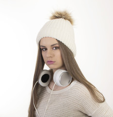 A young girl with headphones