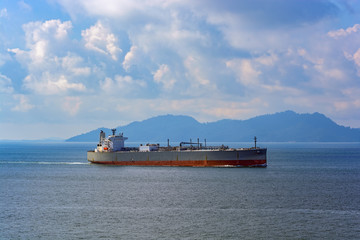 Fototapeta premium Gas carrier vessel approaching to port.