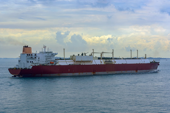 Gas carrier vessel approaching to port.