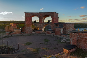 Ruins of Old Russian Fortress Notvikstornet near Bomarsund, Aland