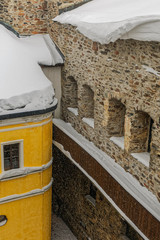 Obraz premium Medieval castle Olavinlinna at winter.