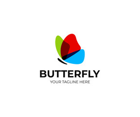 Butterfly logo template. Colorful butterflies vector design. Insect logotype