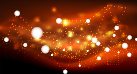 Shiny stars, neon glowing digital connected light dots