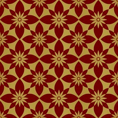 Fototapeta premium Gold and red background with seamless pattern, suitable as wrapping paper.Gold and red paper with seamless abstract pattern. Imitation of gold.