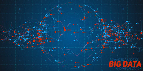 Fototapeta premium Big data circular visualization. Futuristic infographic. Information aesthetic design. Visual data complexity. Complex data threads graphic. Social network representation. Abstract graph