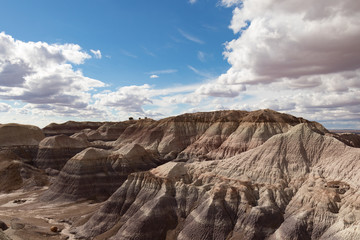 Fototapeta na wymiar Painted Desert at Petrified Forest National Park with cloudy skies in background