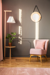 Pink and grey living room
