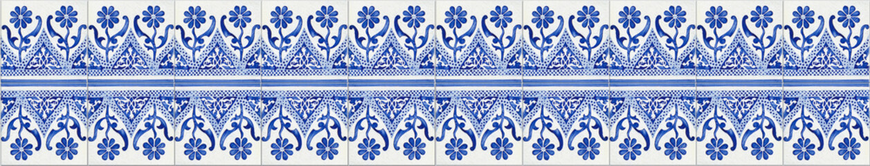 Typical Portuguese decorations with colored ceramic tiles - seamless texture