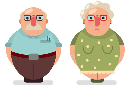 Couple old man and woman flat icon.