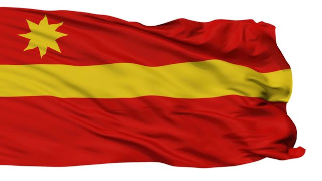 Toa Alta flag, city of Puerto Rico, realistic animation isolated on white seamless loop - 10 seconds long (alpha channel is included)