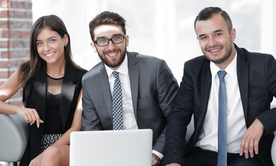 entrepreneur and business team ,sitting on the sofa in the office lobby
