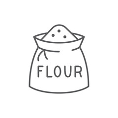 Bag with flour editable thin line icon isolated on white background.
