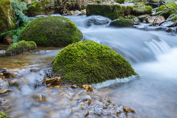 Steine im Wasser im Bach