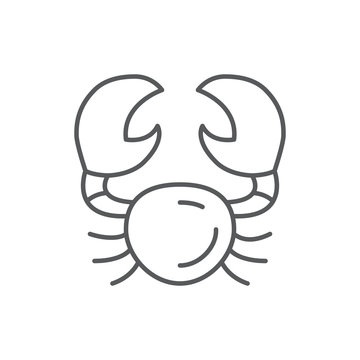 Crab line editable pixel perfect icon isolated on white background - outline sea and ocean wildlife underwater animal or seafood simple silhouette.