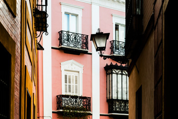 Fototapeta na wymiar Andalusian style building in Sevilla city, Spain