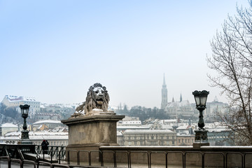 Fototapeta na wymiar Szechenyi Chain Bridge in Budapest, Hungary, Europe