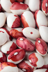 Texture of white with red beans.Beans handsome.Swallow beans.Background of white with red beans.Cocnept textures of legumes.