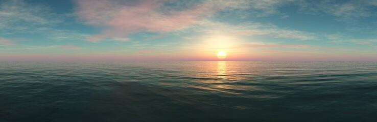 panorama of the sea sunset, light above the water, ocean sunrise,
