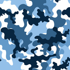 blue camouflage, trend pattern, seamless background