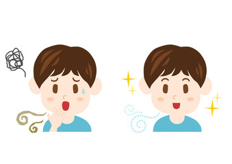 臭いに悩む男性のイラスト: ビフォーアフター