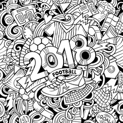 Cartoon cute doodles hand drawn 2018 Football illustration