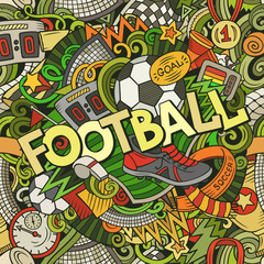 Fototapeta premium Cartoon cute doodles hand drawn Football illustration